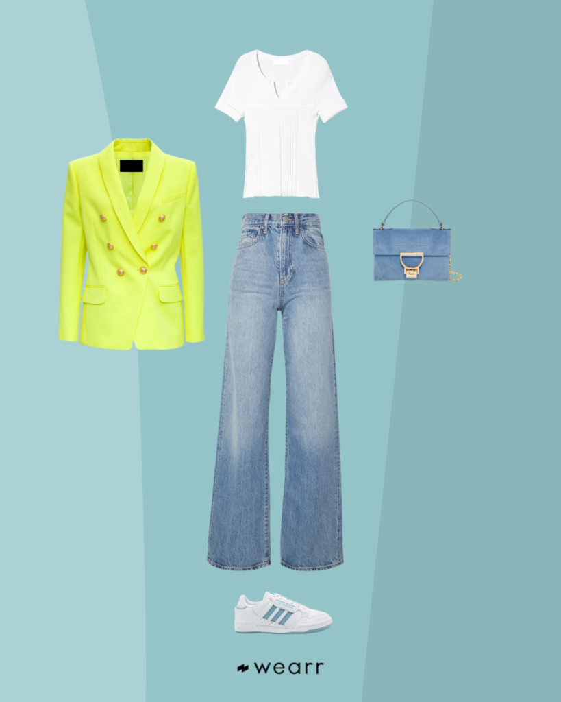 Outfit Smart Casual – Blazer Fluo, Jeans e Sneakers